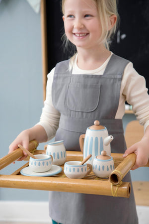 Sebra - Dolls tea set - Classic white/Dusty teal - Dolls accessories - Bmini | Design for Kids