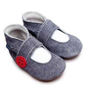Baby Shoes Mary Jane Button Denim -  Inch Blue - Shoes - Bmini | Design for Kids
